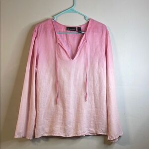 INC International Concepts Ombré Pink Linen Top Size 14